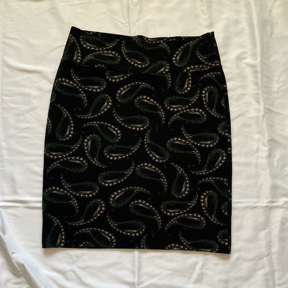 Black Paisley Print Pencil Skirt
